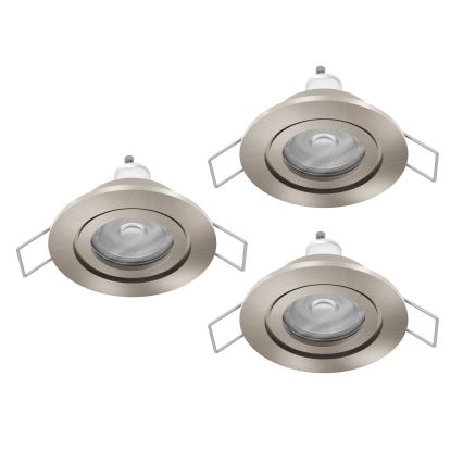 Eglo - 3er-Set LED-Einbaustrahler für Badezimmer, 1x GU10/4,5W/230V, IP44, mattchrom