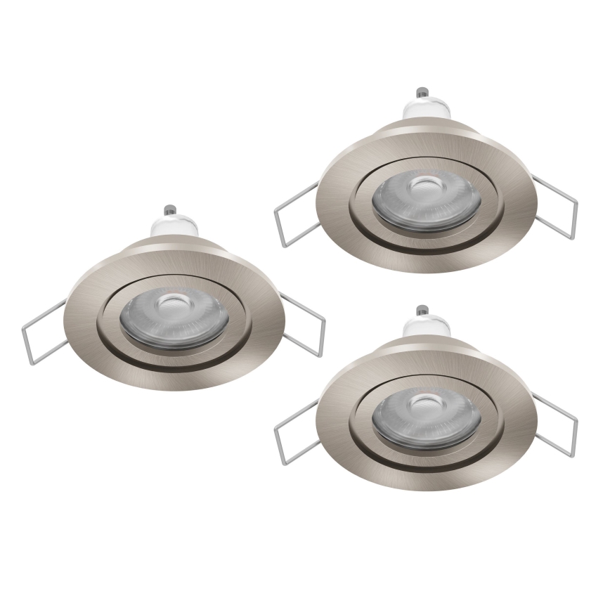 Eglo - 3er-Set LED-Einbaustrahler für Badezimmer, 1x GU10/4,5W/230V, IP44, mattchrom