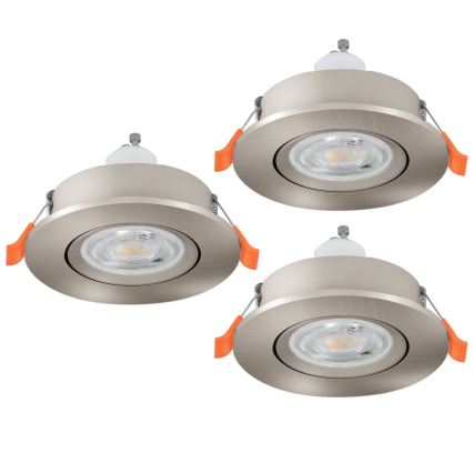 Eglo - 3er-Set LED-Einbaustrahler, je 1x GU10/4,5W/230V, mattchrom