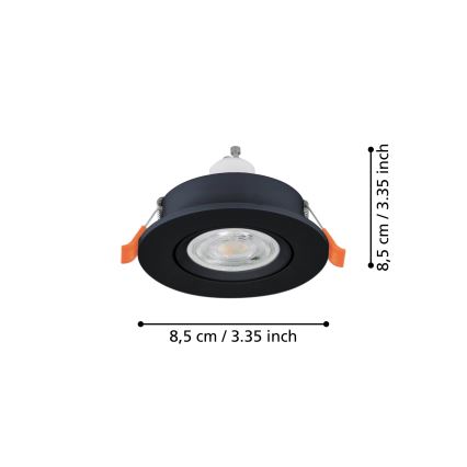 Eglo - LED-Einbaustrahler für Badezimmer 1xGU10/4,5W/230V IP44 schwarz