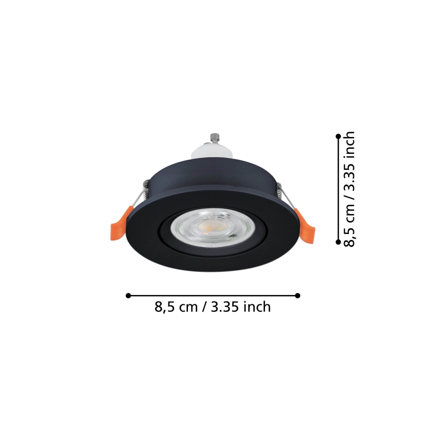 Eglo - LED-Einbaustrahler für Badezimmer 1xGU10/4,5W/230V IP44 schwarz