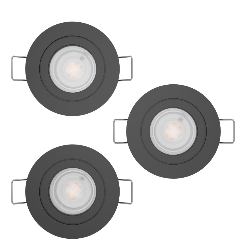Eglo - 3er-Set LED-Badezimmer-Einbaustrahler 1x GU10 / 4,5 W / 230 V IP44 schwarz
