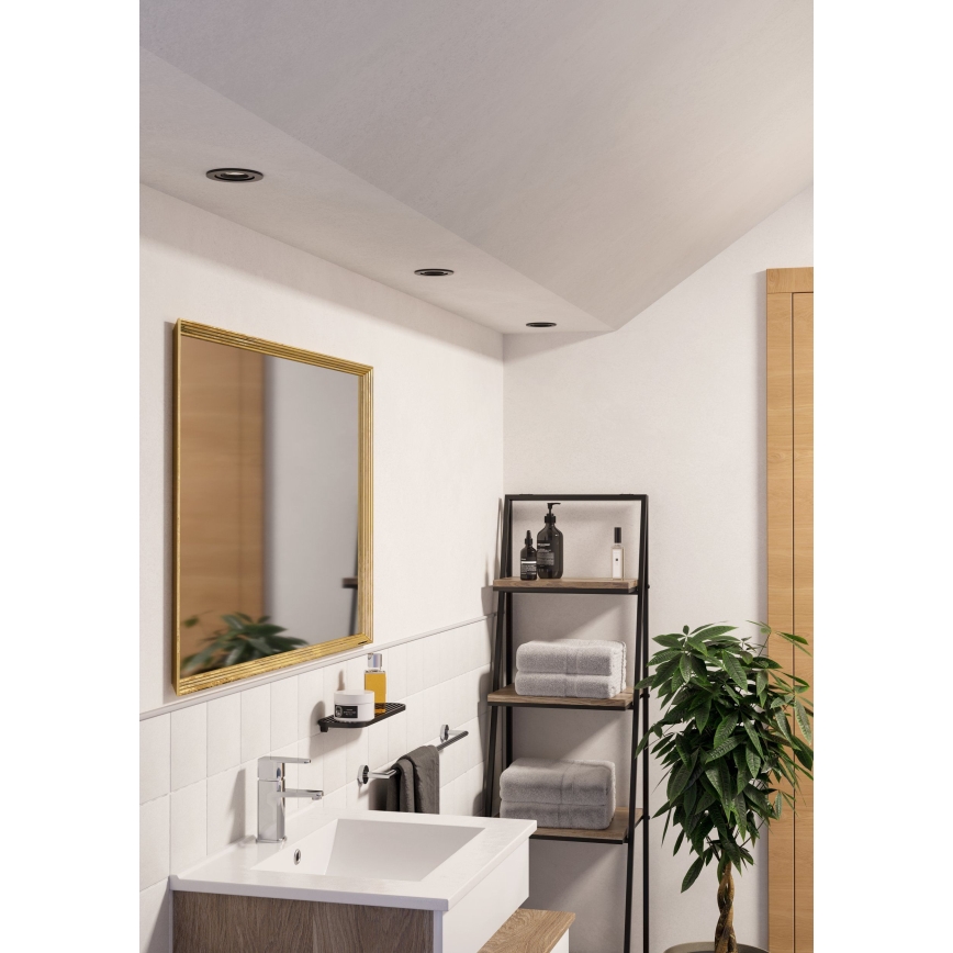 Eglo - 3er-Set LED-Badezimmer-Einbaustrahler 1x GU10 / 4,5 W / 230 V IP44 schwarz