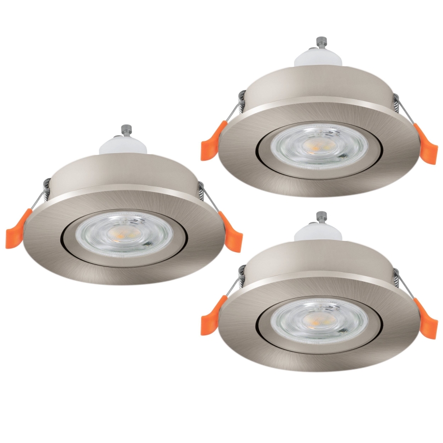 Eglo - 3er-Set LED-Badezimmer-Einbaustrahler 1xGU10/4,5W/230V IP44 matt-chrom