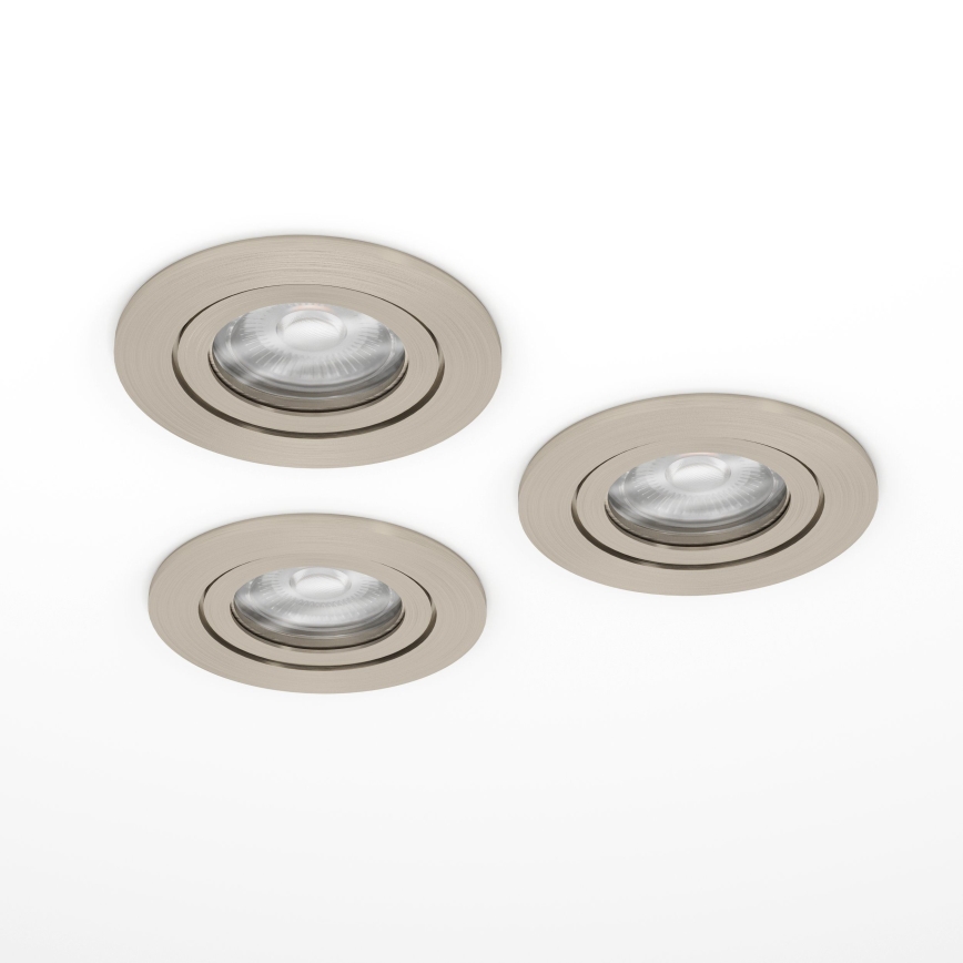 Eglo - 3er-Set LED-Badezimmer-Einbaustrahler 1xGU10/4,5W/230V IP44 matt-chrom