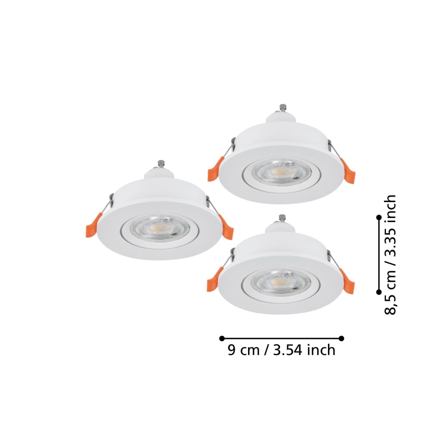 Eglo - 3er-Set LED Einbaustrahler 1x GU10/4,5W/230V weiß