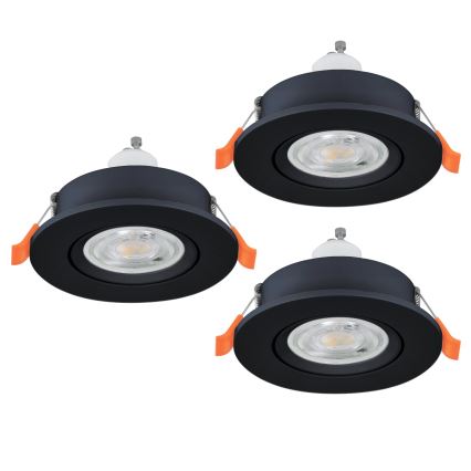 Eglo - 3er-Set LED-Einbaustrahler 1x GU10 / 4,5 W / 230 V schwarz