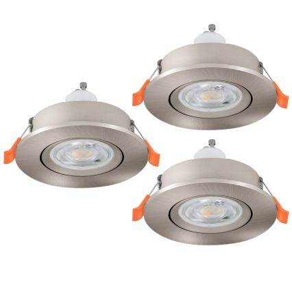 Eglo - 3er-Set LED-Einbaustrahler 1xGU10/4,5W/230V matt-chrom