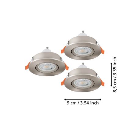 Eglo - 3er-Set LED-Einbaustrahler 1xGU10/4,5W/230V matt-chrom