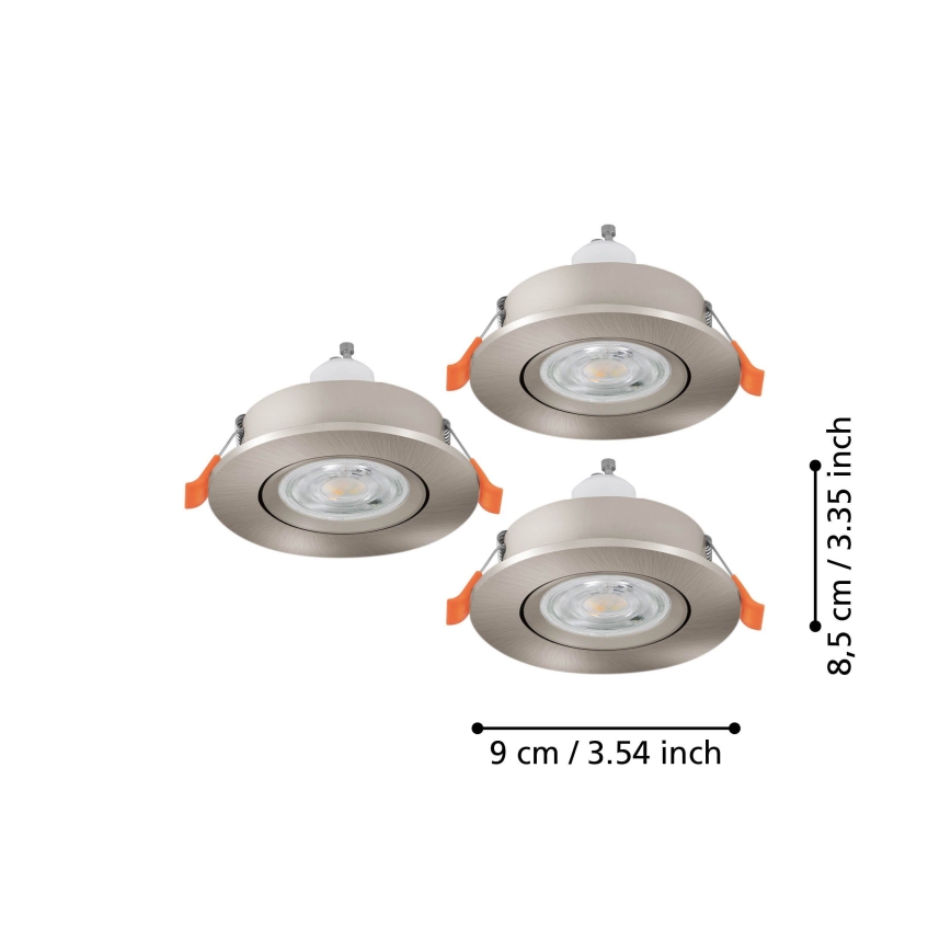 Eglo - 3er-Set LED-Einbaustrahler 1xGU10/4,5W/230V matt-chrom