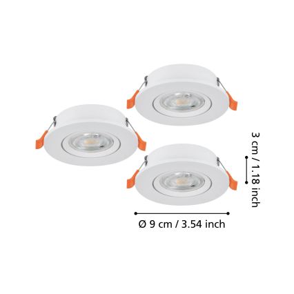 Eglo - Set 3x LED-Einbaustrahler LED/4,8W/230V 2700/4000/6500K weiß