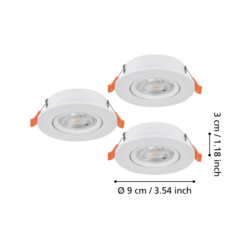 Eglo - Set 3x LED-Einbaustrahler LED/4,8W/230V 2700/4000/6500K weiß