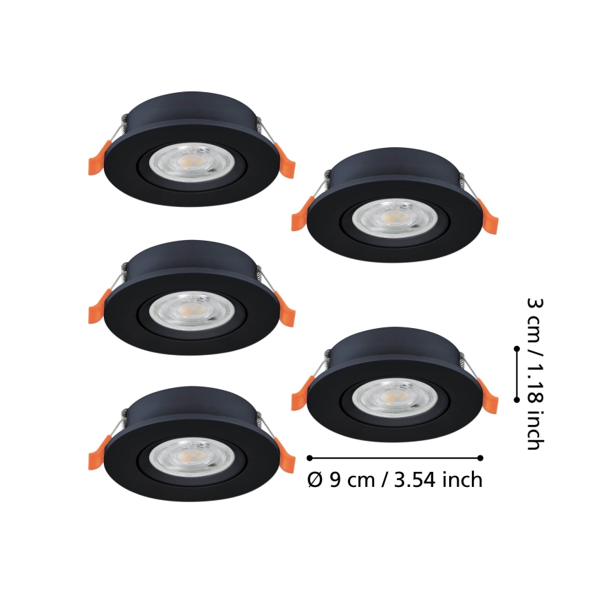 Eglo - 5er-Set LED-Einbauspots LED/4,8W/230V 2700/4000/6500K schwarz