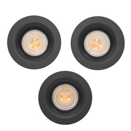 Eglo - 3er-Set LED-Einbauleuchten für Badezimmer, 4,9 W, 230 V, 2700/4000/6500 K, Ø 8,8 cm, IP65, schwarz