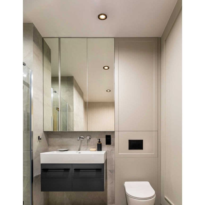 Eglo - 3er-Set LED-Einbauleuchten für Badezimmer, 4,9 W, 230 V, 2700/4000/6500 K, Ø 8,8 cm, IP65, schwarz