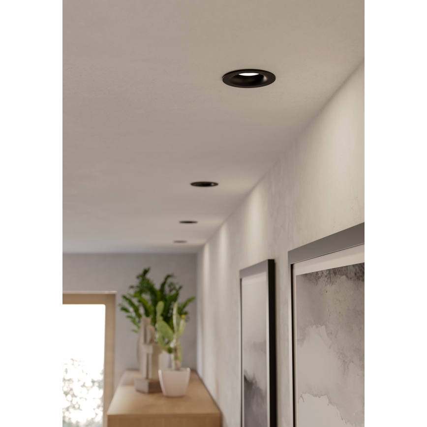Eglo - 3er-Set LED-Einbauleuchten für Badezimmer, 4,9 W, 230 V, 2700/4000/6500 K, Ø 8,8 cm, IP65, schwarz