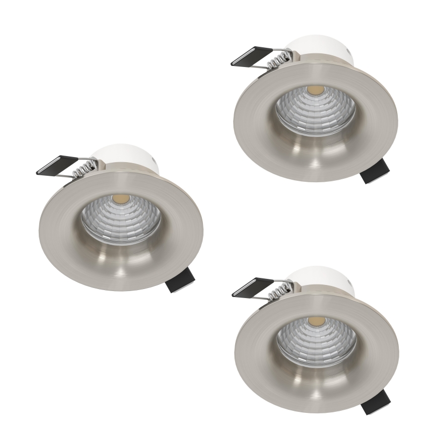 Eglo - 3er-Set dimmbare LED-Einbauleuchten LED/4,8W/230V Ø 8,8 cm mattchrom