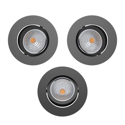 Eglo - Set 3x dimmbare LED-Einbauleuchte LED/6,4W/230V Ø 8,8 cm schwarz