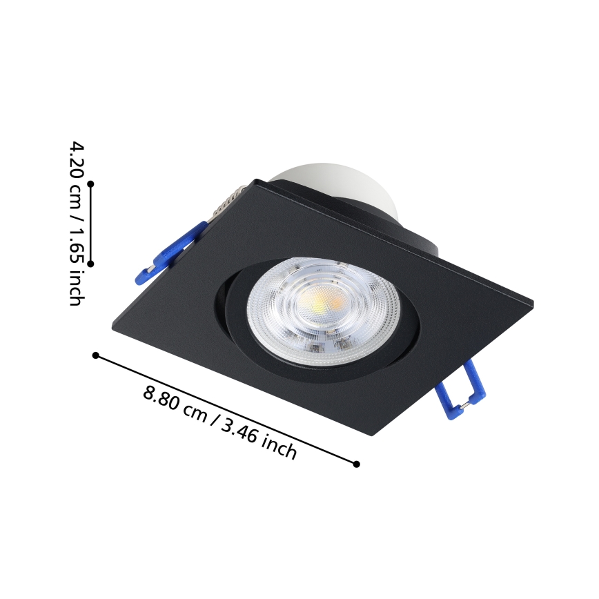 Eglo - Set 3x dimmbares LED-Einbau-Downlight LED/4,8W/230V 8,8x8,8 cm schwarz