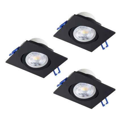 Eglo - 3er-Set dimmbare LED-Einbauleuchten LED/6,4W/230V 8,8x8,8 cm schwarz
