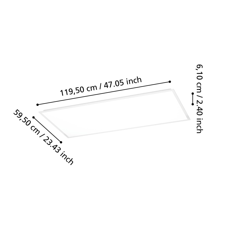 Eglo - LED-Aufbaupanel 36,5W/230V 2700/4000/6500K 120x60 cm Weiß
