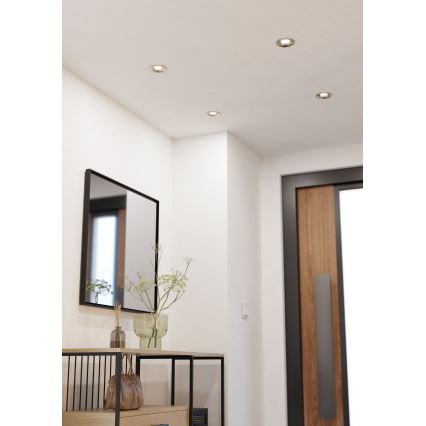 Eglo - 3er-Set dimmbarer LED-Einbauleuchten LED/6,4W/230V Ø 8,8 cm mattchrom