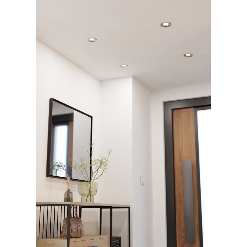 Eglo - 3er-Set dimmbarer LED-Einbauleuchten LED/6,4W/230V Ø 8,8 cm mattchrom