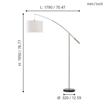 Eglo 92206 - Stehleuchte NADINA 1xE27/60W/230V