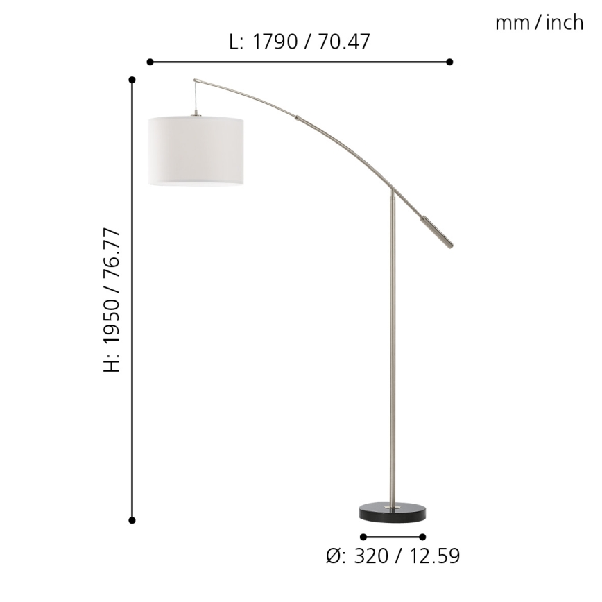 Eglo 92206 - Stehleuchte NADINA 1xE27/60W/230V