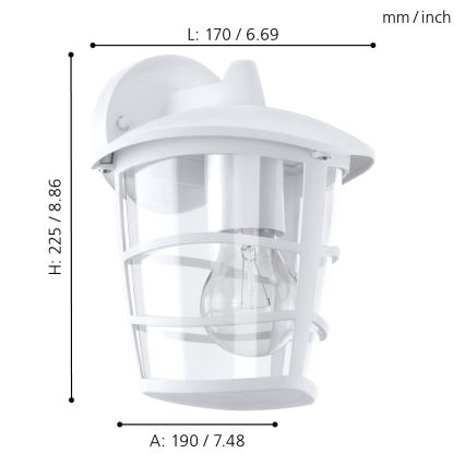 Eglo - LED-Außenwandleuchte 1xE27/8,5W/230V IP44