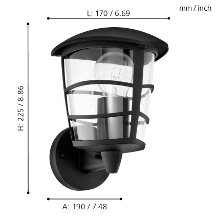 Eglo - LED-Außenwandleuchte 1xE27/8,5W/230V IP44