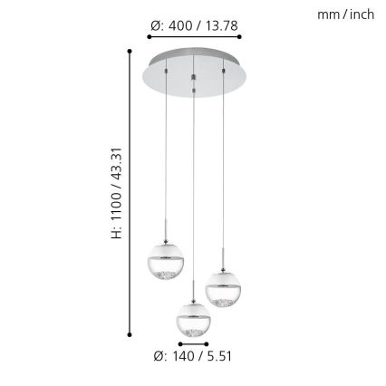 Eglo - LED Leuchter 3xLED/5W/230V