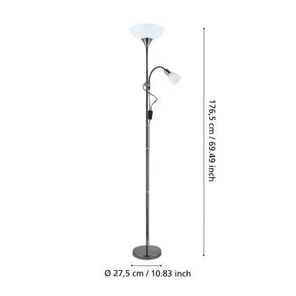 Eglo - Stehleuchte 1xE27/60W/230V + 1xE14/25W/230V Chrom