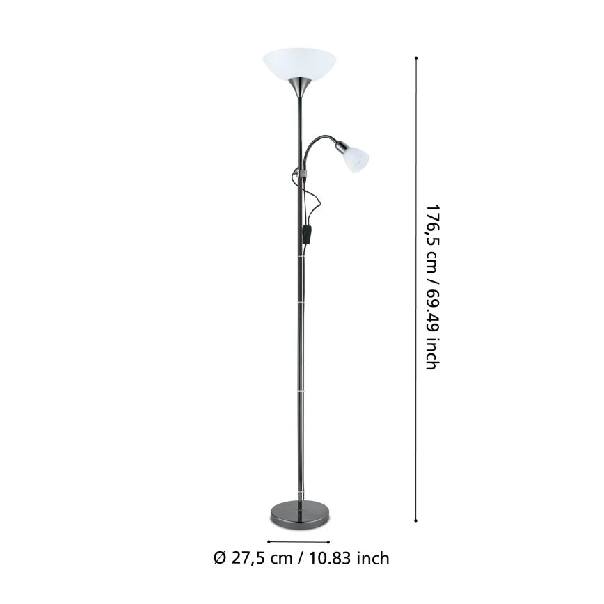 Eglo - Stehleuchte 1xE27/60W/230V + 1xE14/25W/230V Chrom