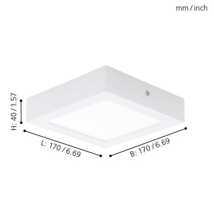 Eglo 94074 - LED Deckenleuchte FUEVA 1 LED/10,88W/230V