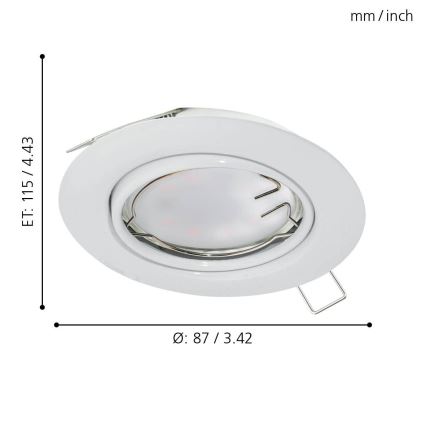 Eglo - SET 3x LED Einbauleuchte PENETO 3xGU10-LED/5W/230V