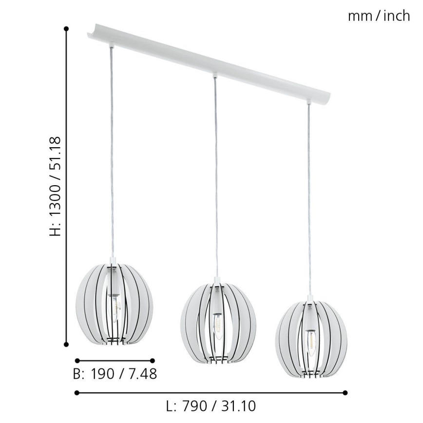 Eglo 94444 - Kronleuchter COSSANO 3xE14/40W/230V