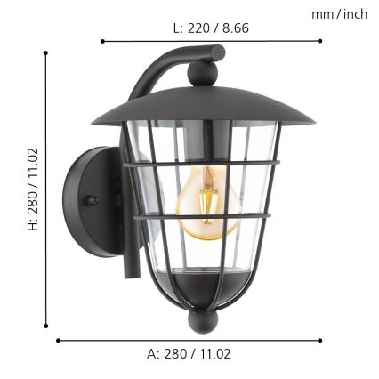 Eglo - LED-Außenleuchte 1xE27/8,5W/230V IP44