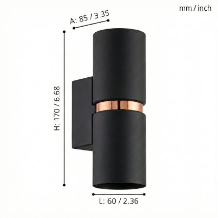 Eglo 95371 - LED-Wandleuchte PASSA 2x GU10-LED/4W/230V