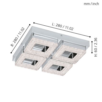 Eglo - LED Kristall Deckenleuchte 4xLED/4W/230V