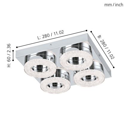 Eglo - LED Kristall Deckenleuchte 4xLED/4W/230V