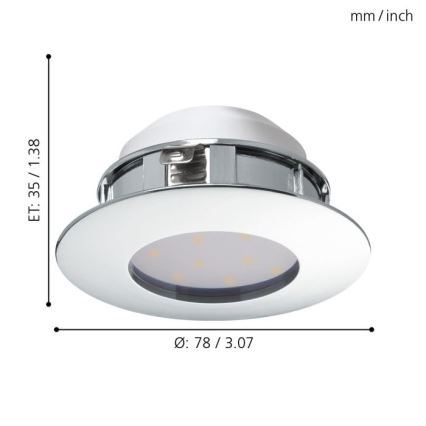 Eglo - SET 3x LED Einbauleuchte PINEDA 1xLED/4,9W/230V