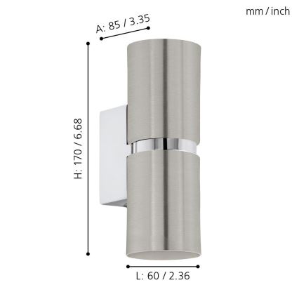 Eglo - LED Wandleuchte 2xGU10/3.3W/230V rund