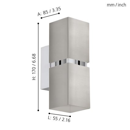 Eglo - LED Wandleuchte 2xGU10/3.3W/230V quadrat