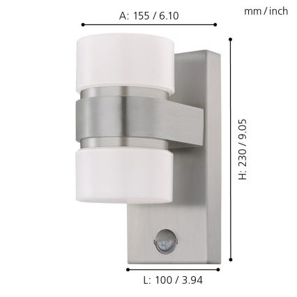 Eglo - LED Outdoor leuchte mit Sensor 2xLED/6W