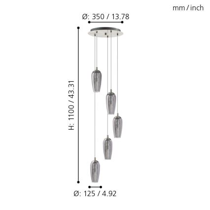 Eglo 96345 - LED Kronleuchter auf der Litze FARSALA 5xG9/2,5W/230V