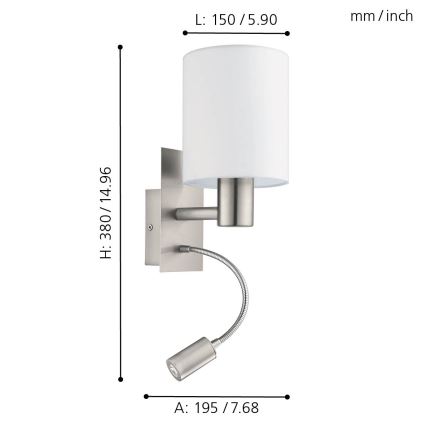 Eglo - LED Wandleuchte 1xE27/40W+LED/3,8W weiss