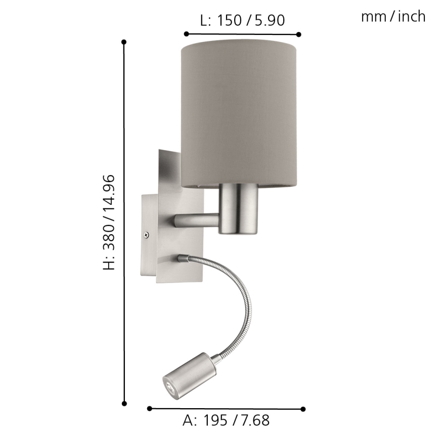 Eglo - Flexible LED-Leuchte 1xE27/40W+LED/3,8W taupe