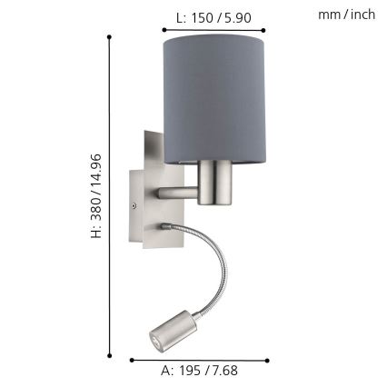 Eglo - LED Wandleuchte 1xE27/40W+LED/3,8W grau