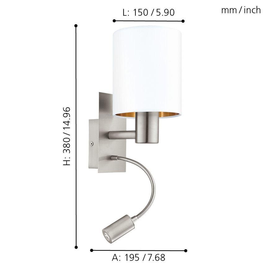 Eglo - Flexible LED-Leuchte 1xE27/40W/230V + LED/3,8W weiß